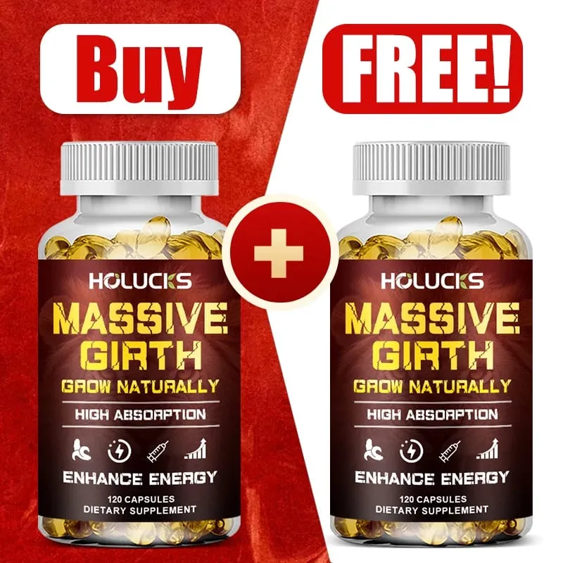 Buy 1 Get 1 Free! Massive Girth Supplement for Enhanced Blood Flow Stamina & Overall Male Performance Overall Wellness Vegan