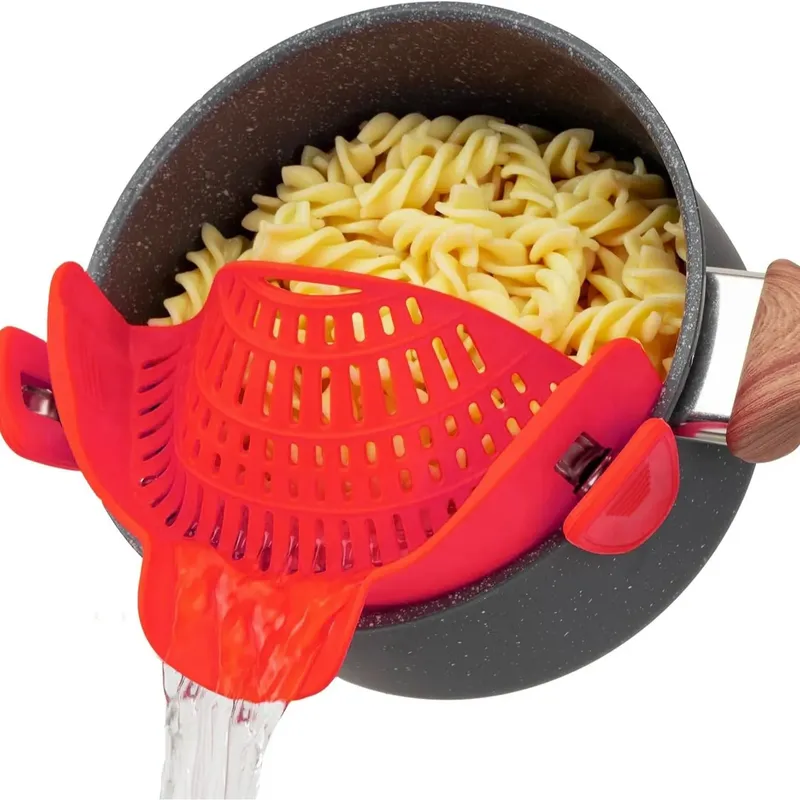 Heat-Resistant Silicone Clip-On Strainer for Pots/Pans - Collapsible Drain Colander for Pasta Veggies Fruits - Kitchen Tool — image 11