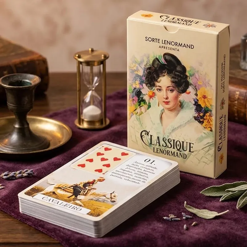 Classique Lenormand-dæk - 37 spådomskort i vintagestil - Klassisk portugisisk udgave Dobbeltpræget karton 9*6 cm