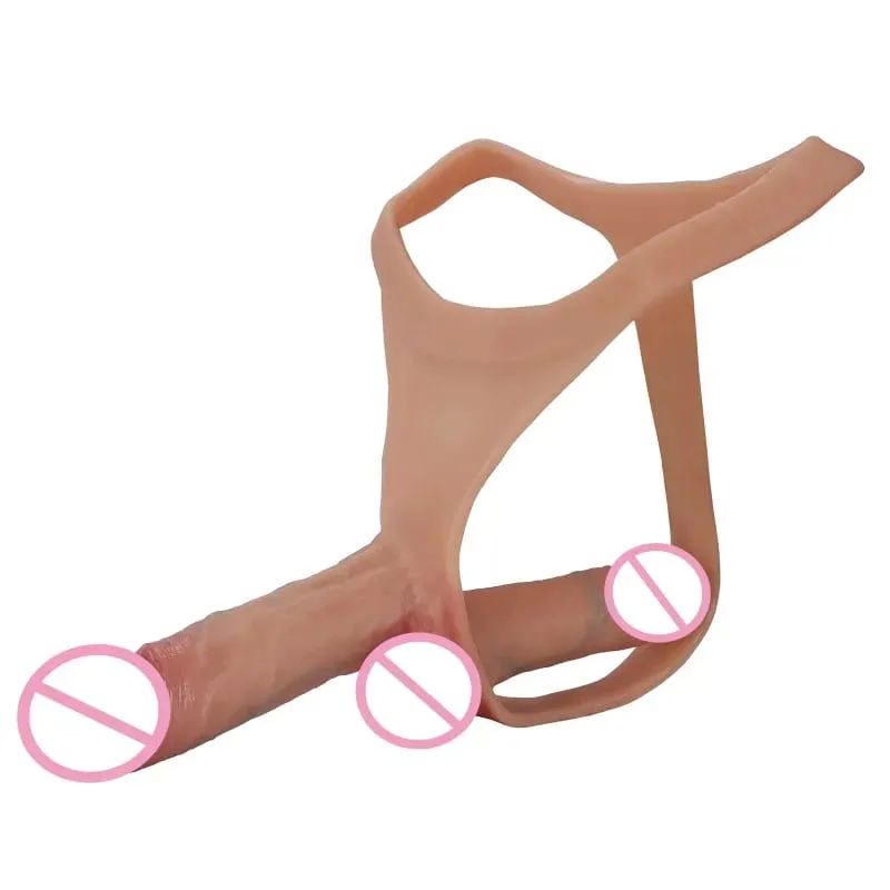 Silicone Double Penis Dildo Wearing Pants Dick Realistic Penis Toy for Lesbian Couple Strap on Masturbator Adult Sex Toys — image 6