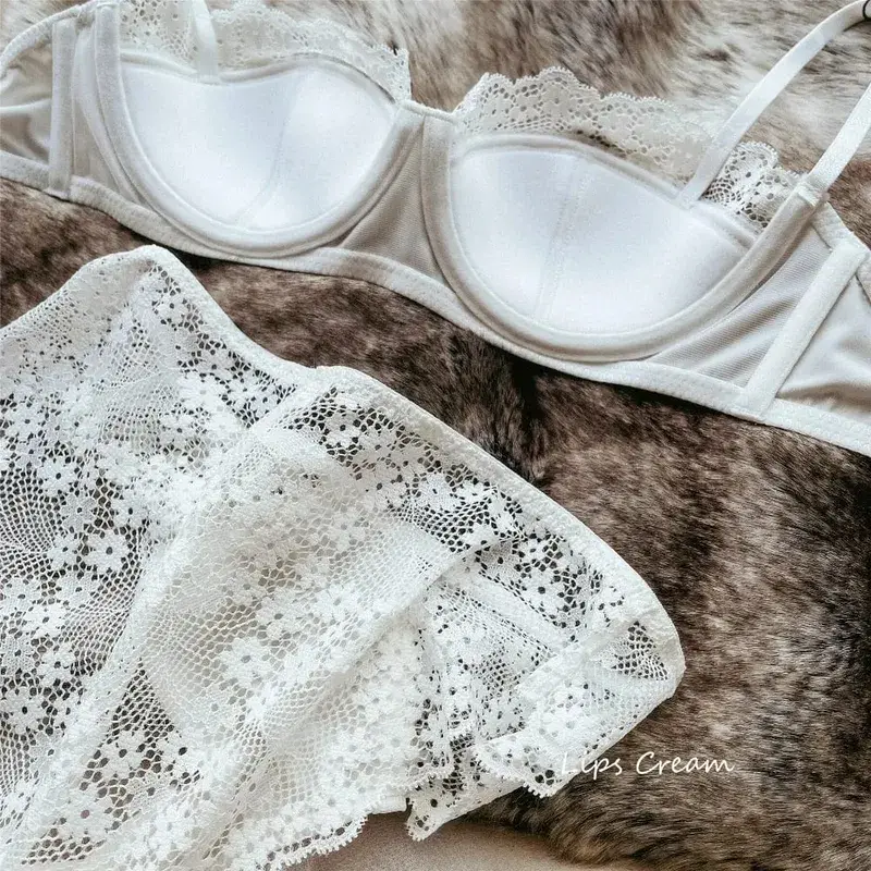Reggiseno con ferretto in pizzo a mezza coppa da donna Set sottile reggiseno sexy minimizzatore push up anti-abbassamento supporto laterale nascondi ascella grassa lingerie da donna S-XL — image 7
