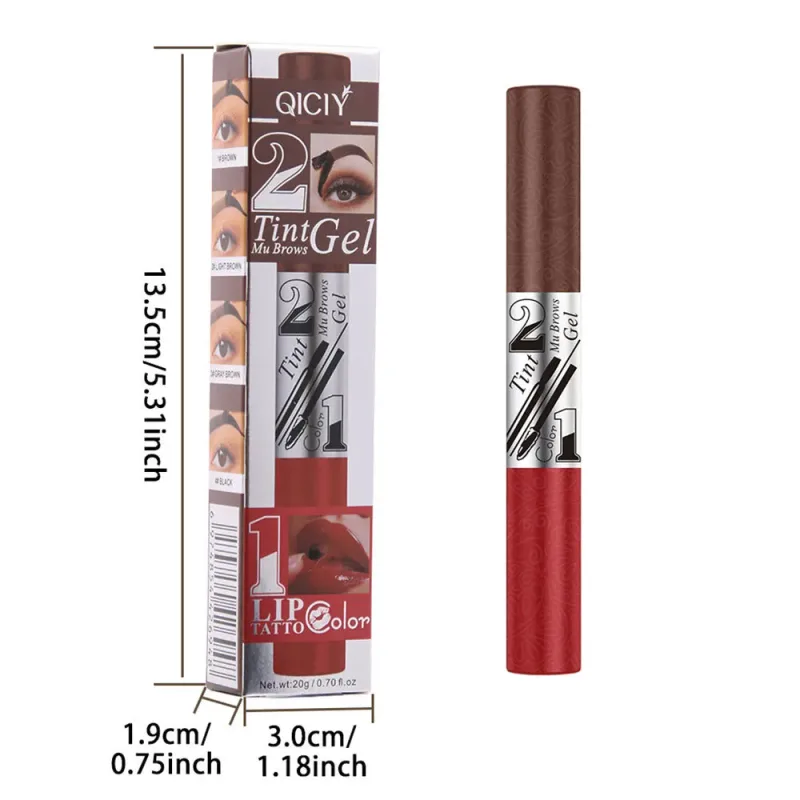 2in1 Lipstick Eyebrow Cream Double-Headed Tearable Sexy Lip Gloss Smooth Contour Waterproof Long-Lasting Lips Makeup Lipgloss