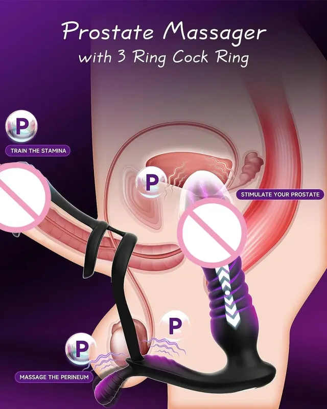 Palam Dubur Pengurut Prostat Penggetar 3 Cincin Zakar Bergetar Dildo Cincin Ayam Dewasa Bekalan Palam Punggung Mainan Seks untuk Lelaki Wanita Gay — image 6