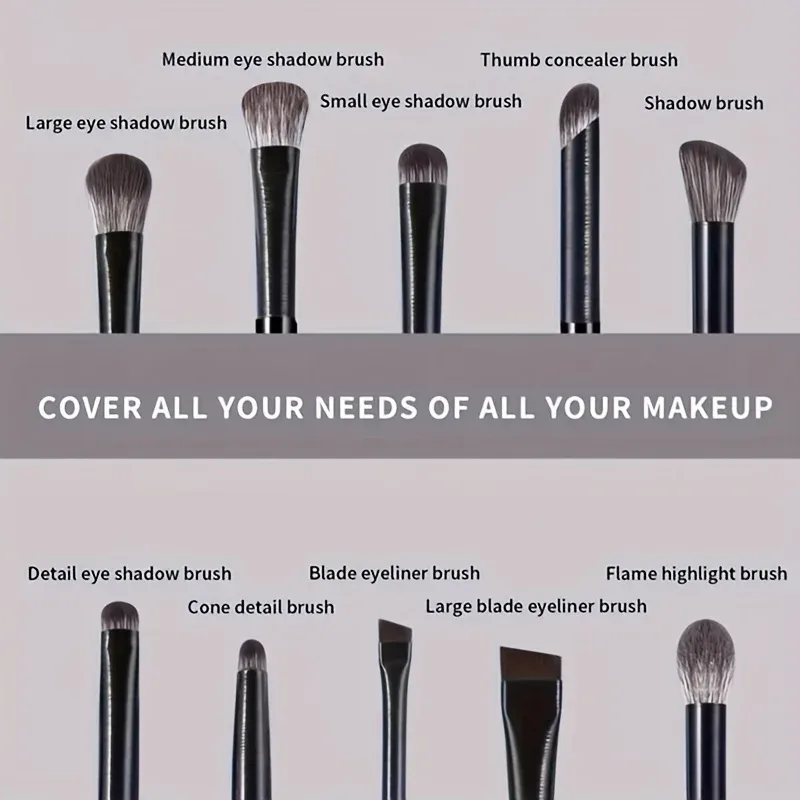 10Pcs Soft Professional Eye Makeup Brush Set Blending Smudge Aegyo Sal Eyeliner Detail Small Precision Shadow Brushes — image 3