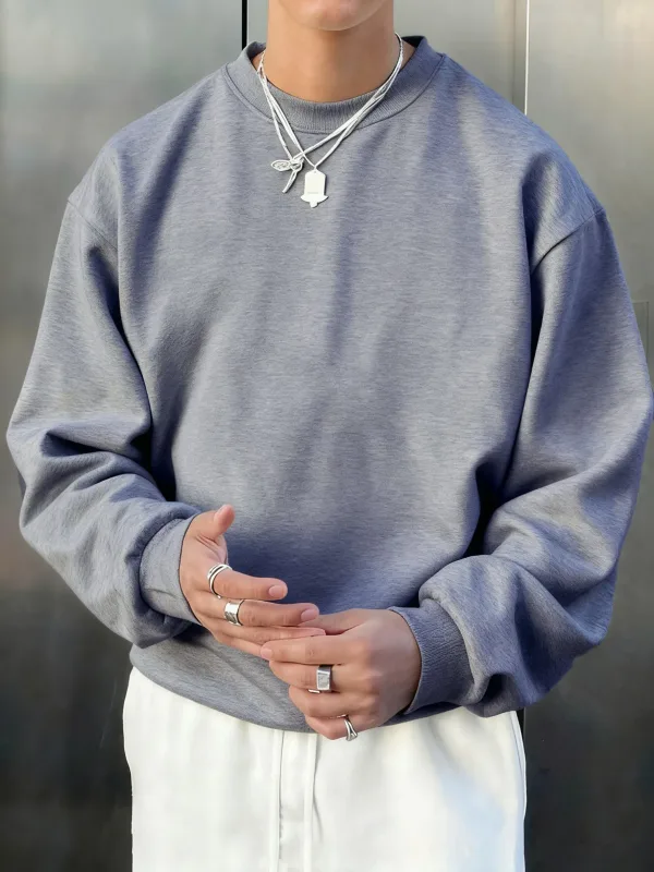 Man'S Fleece Autumn Top Street All-Match Pullovers Comfortable Basics Sweatshirts Sport Casual Sportswears Daily Soft Clothing — image 11