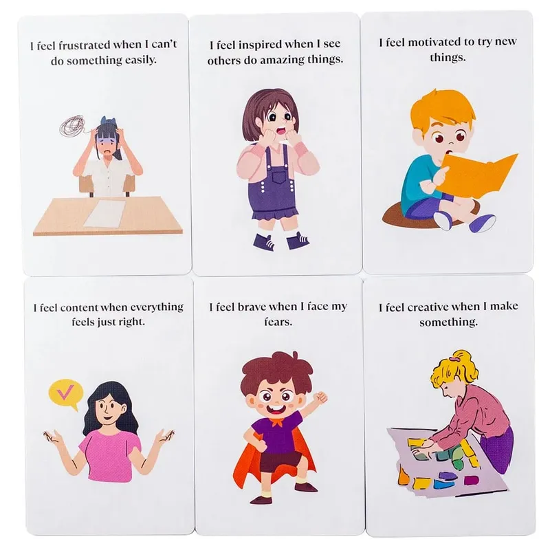 110 Kartu Emosi Alat Pengenalan & Ekspresi Emosi Permainan Pembelajaran Perasaan Menyenangkan untuk Anak-anak & Dewasa Kartu Permainan Papan Bermain