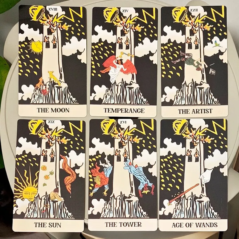 Dek Tarot Pengambilalihan Menara 12*7cm dalam Kotak Tegar Set Tarot 79 Kad Unik untuk Transformasi & Pembebasan Timbul dua kali — image 3