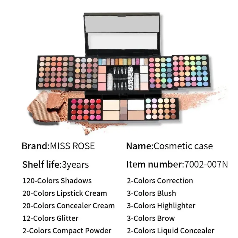 Miss Women All in One Makeup Kit - Full Set with Eyeshadow Lips Blush Lipstick Concealer Brush Mirror Multi-Functional Gift Set