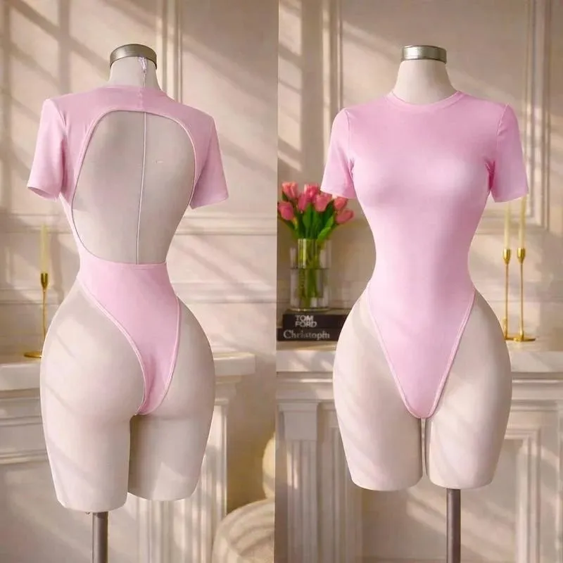 Kvinnors högkvalitativ rygglös bodysuit Basic enfärgad Underkläder med bekväm passform — image 10
