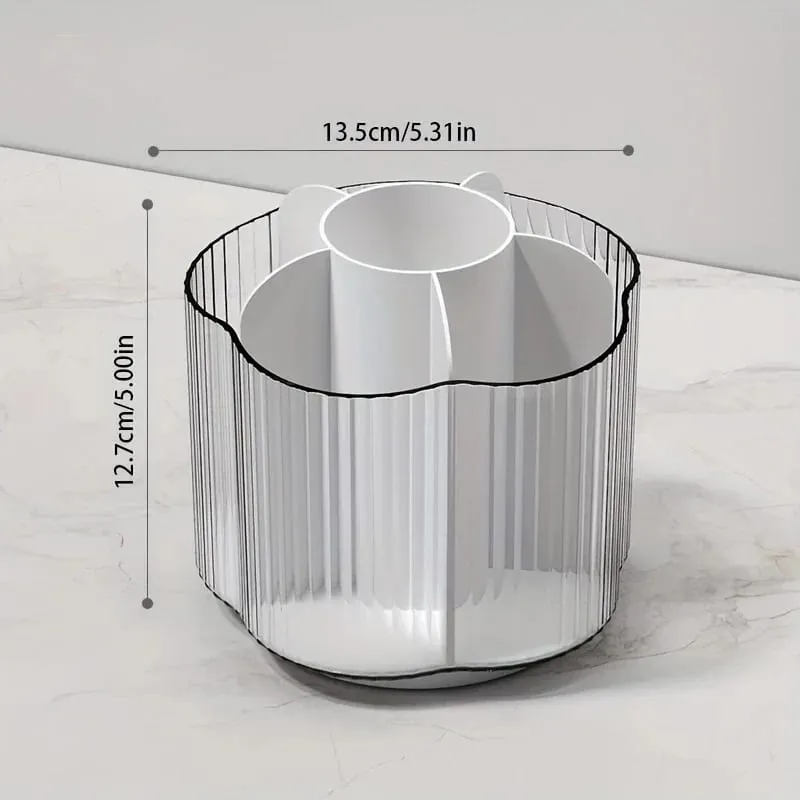360° roterende makeup børsteholder Aftagelig 6 gitter Kosmetik opbevaringsboks Rund roterende makeup børster Værktøj Organizer Box — image 2