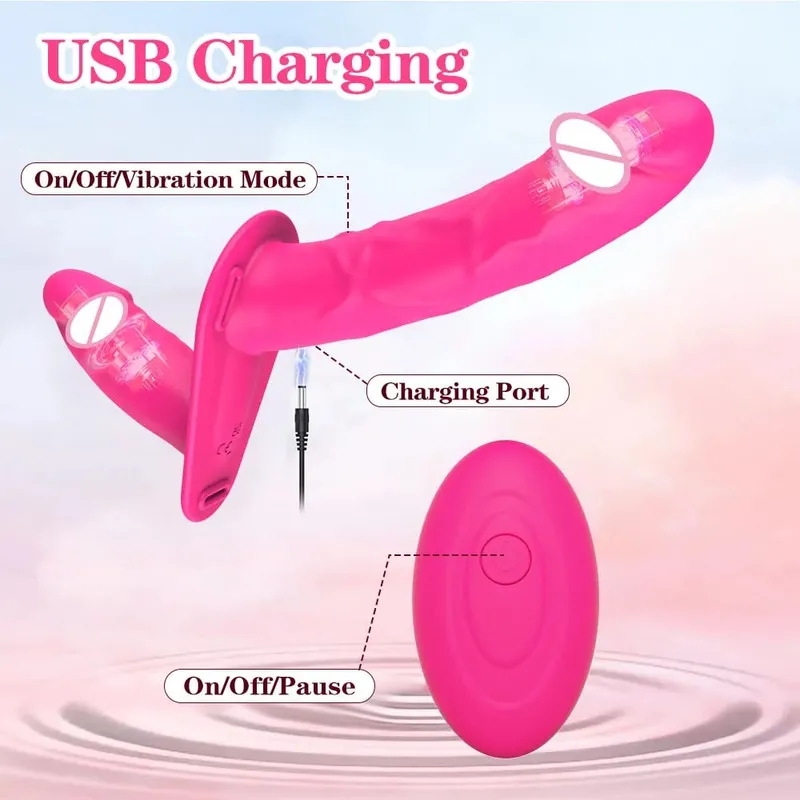 Wearable Double Vibrators Penetration G-Spot Strap On Dildo Panties for Lesbian Vagina Massager Couples Sex Toys Adult Products — image 5