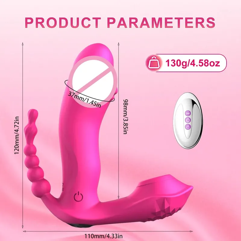 Vibrador de sucção poderoso feminino anal grânulo controle remoto sem fio estimulador clitóris vagina massageador brinquedos sexuais adultos para mulher — image 6