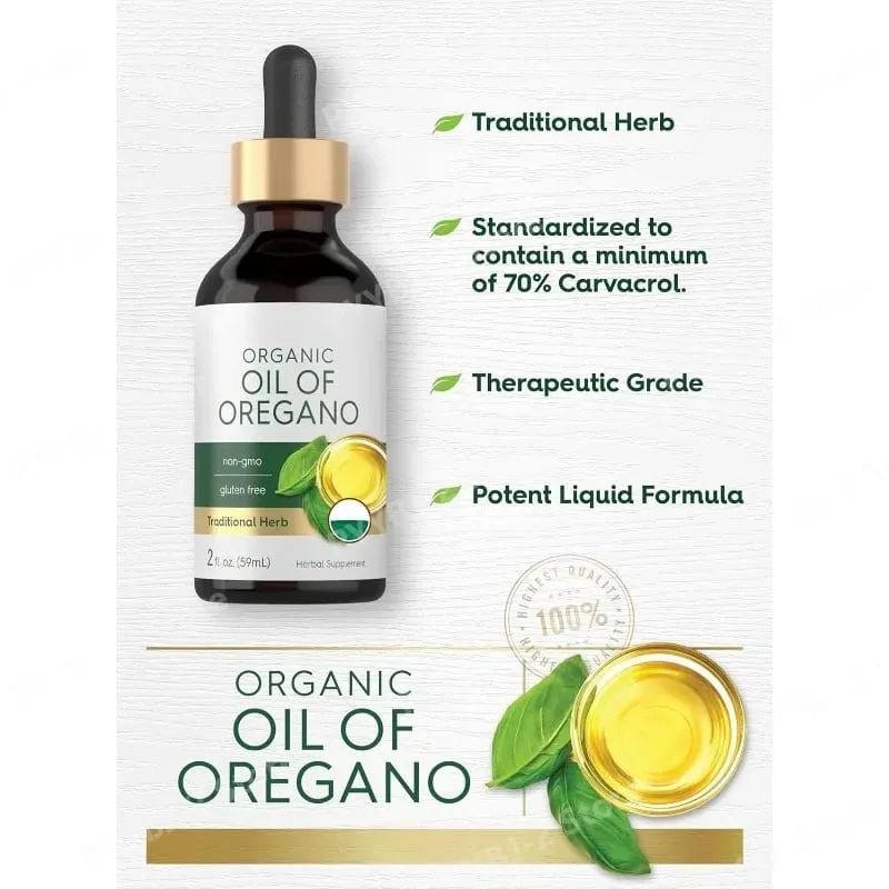 Organický olej z oregana Tekuté kapky Veganský bylinný doplněk Zdraví Non-GMO Bezlepková denní nutriční podpora 60 ml na láhev