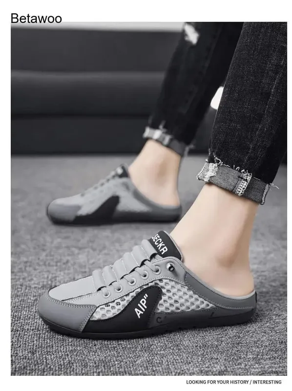 Wsuwane trampki bez pleców dla mężczyzn Oddychające buty na co dzień z siateczki — image 6
