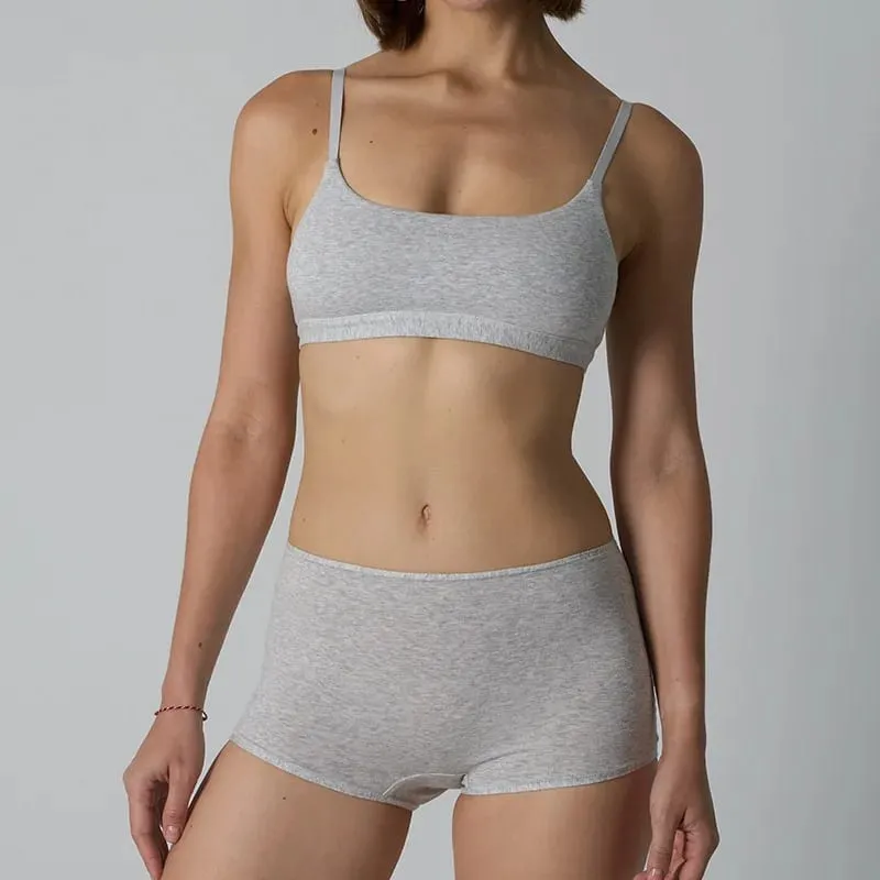 Set di bralette e pantaloncini da ragazzo senza ferretto in cotone - Set di due pezzi di lingerie in maglia a coste non imbottita