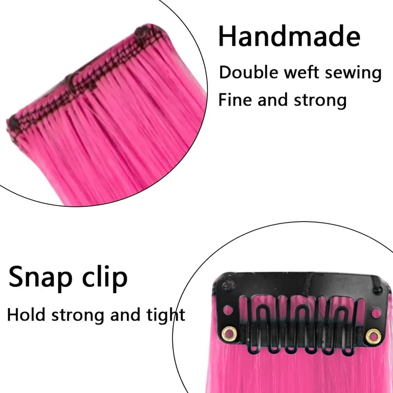 5 Stücke Farbige Haarverlängerungen Party Highlights Lockiges Wellenförmiges Haarteil Clip In Synthetische Streak Für Mädchen Frauen Halloween Perücke — image 3
