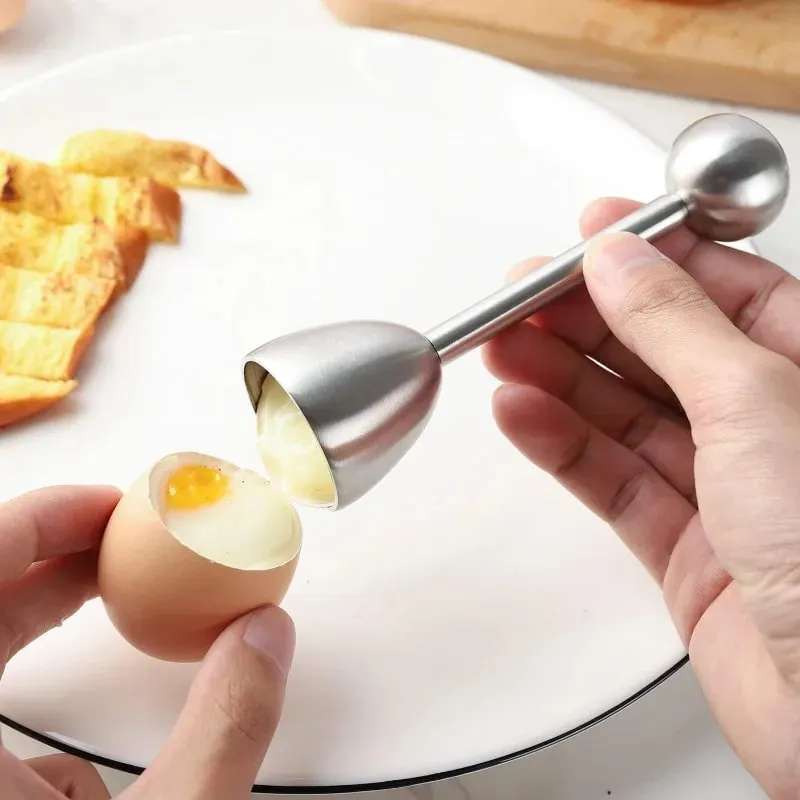 Apriscatole per uova in acciaio inossidabile Apriscatole Testa d'uovo Taglierina per guscio d'uovo Portauova Utensile multiuso per uova Gadget da cucina — image 2