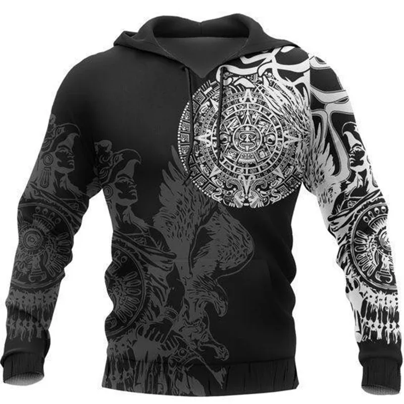 Mens Hoodies Vikings eagle Tattoo Fashion Animal pattern 3D Printed Style Casual Harajuku Hip Hop Pullover Oversized Sudaderas — image 1
