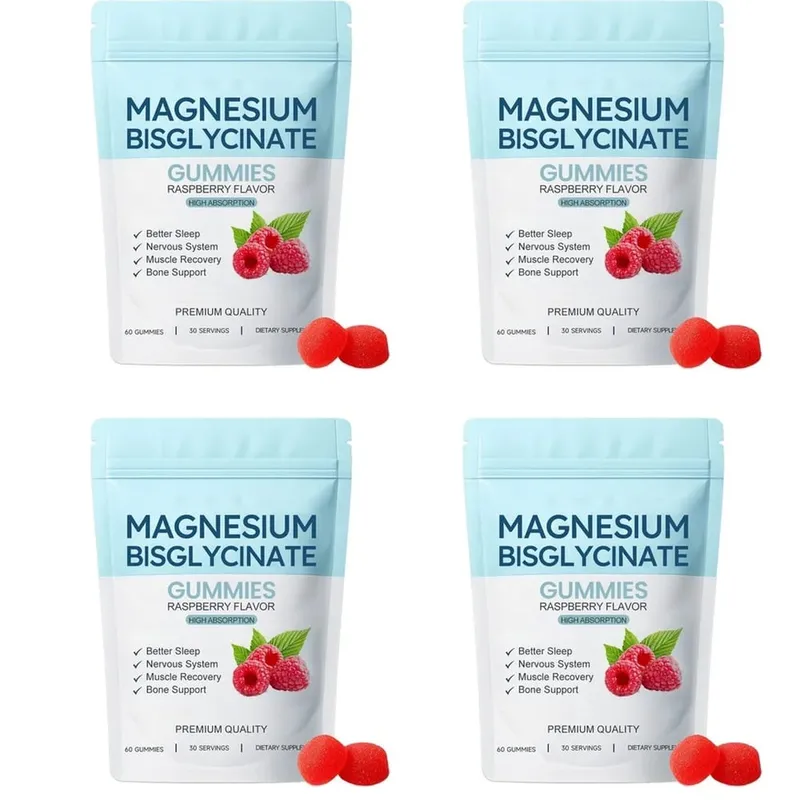 Magnesiumbisglycinatgummi Stöd daglig sömnkvalitet Hjälp upprätthålla nervsystemets hälsa Assist muskelåterställning 60 gummiklossar — image 10