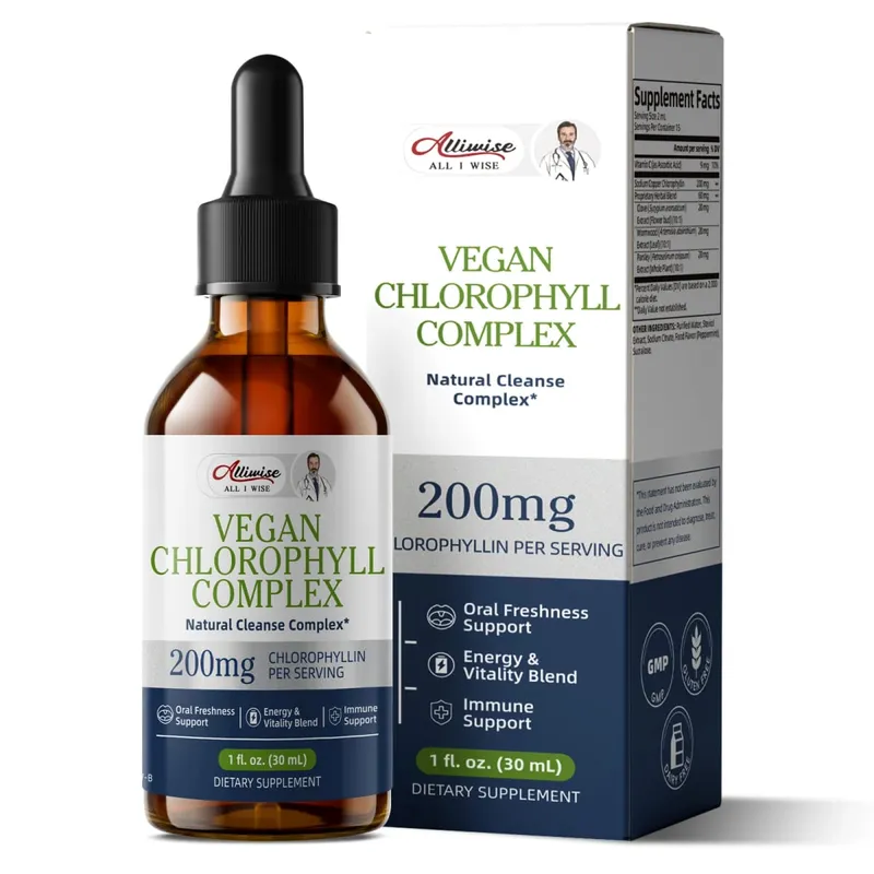 Alliwise 200 mg krople chlorofilu o dużej mocy dla zwiększenia odporności Zdrowie układu trawiennego Przeciwutleniacz Pietruszka + witamina C Odżywia
