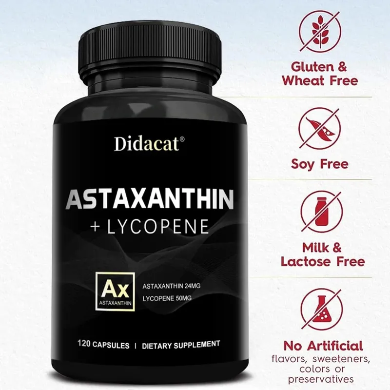 Icelandic Astaxanthin 24mg + Lycopene 50mg Heart Brain Joint Immune Antioxidant Dietary Supplement - 120 Capsules — image 3