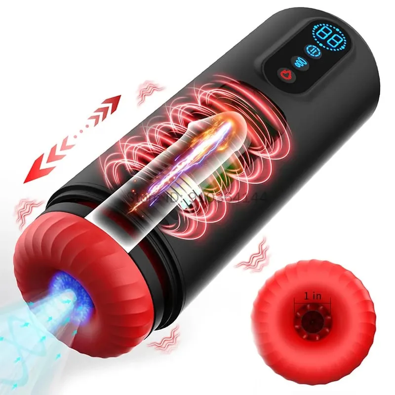 Automatico Telescopico Succhiare Riscaldamento Masturbatore Maschile Realistico Pompa Del Pene Figa Tascabile 9 Macchina Del Sesso Vibrante Giocattoli Del Sesso per Gli Uomini — image 1