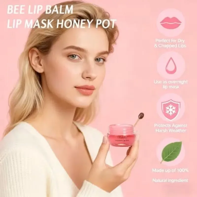5.5g Maschera per dormire sulle labbra Notte Mantenimento del sonno Idratante Lucidalabbra Crema candeggina Nutriente Cura delle labbra Miele alla fragola — image 4
