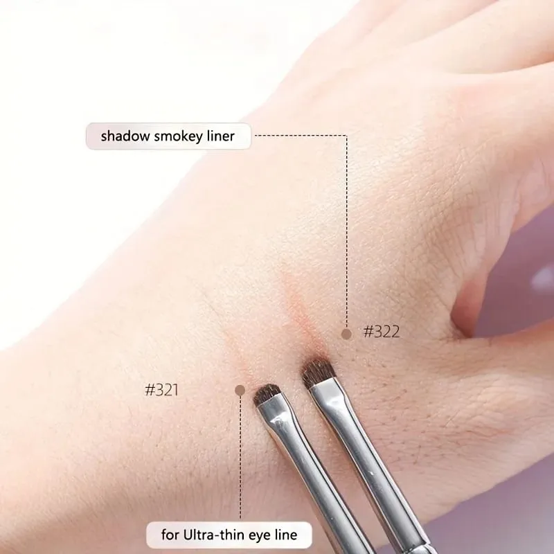 3 stk små øjenskyggebørster med sølvhåndtag til detaljeret blanding af Smokey Eyeliner Makeup Professionelt kosmetisk børstesæt