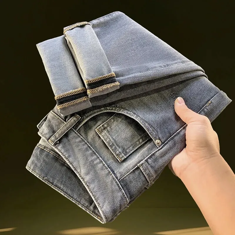 Jeans for men in spring and summer 2025 printed with small feet loose and casual stretch denim long pants — image 4