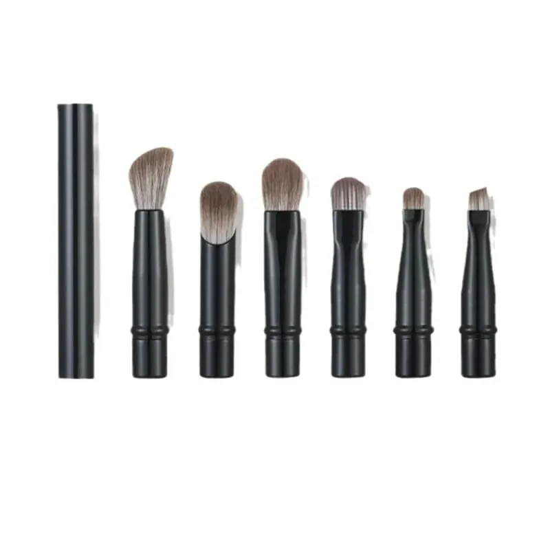 6pcs Portable Mini Makeup Brush Set with Detachable Travel Contour Concealer Brush Eyeshadow Brush and Double-ended Makeup Brush — image 6