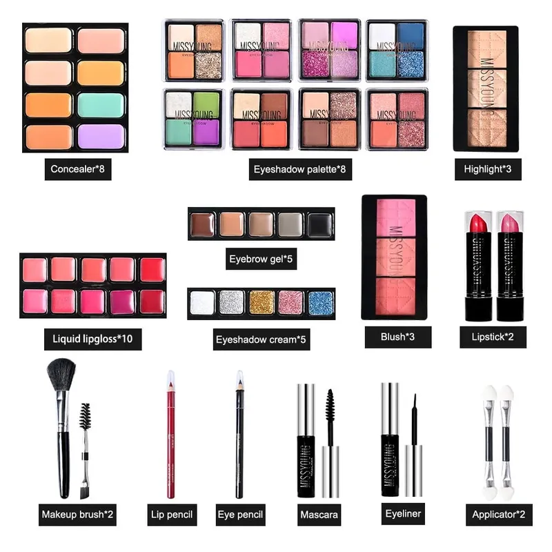 Make-up-Set, 76 Farben, Lidschatten-Palette, Augenbrauenstift, Eyeliner-Stift, Mascara mit Make-up-Pinsel, Kosmetik, Make-up-Werkzeug-Box, Geschenk — image 4