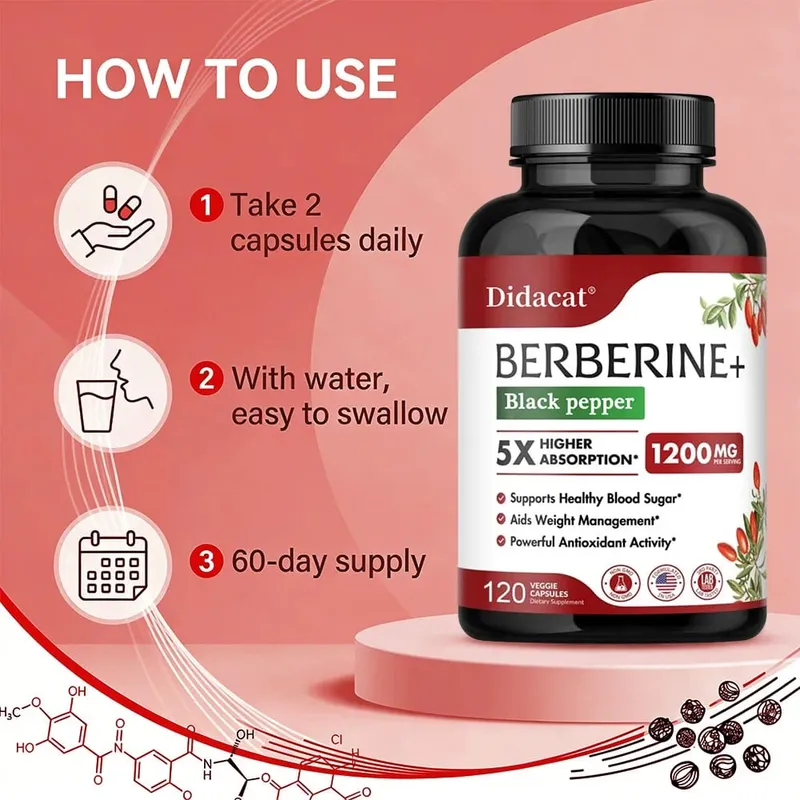 แคปซูลเสริม Berberine พรีเมี่ยม 1200 MG รองรับระบบภูมิคุ้มกันหัวใจและหลอดเลือดสุขภาพหัวใจและระบบทางเดินอาหาร — image 6