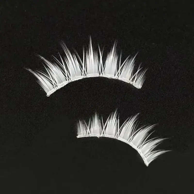 Ciglia bianche Trucco cosplay Ciglia finte naturali con strisce incrociate lunghe — image 1