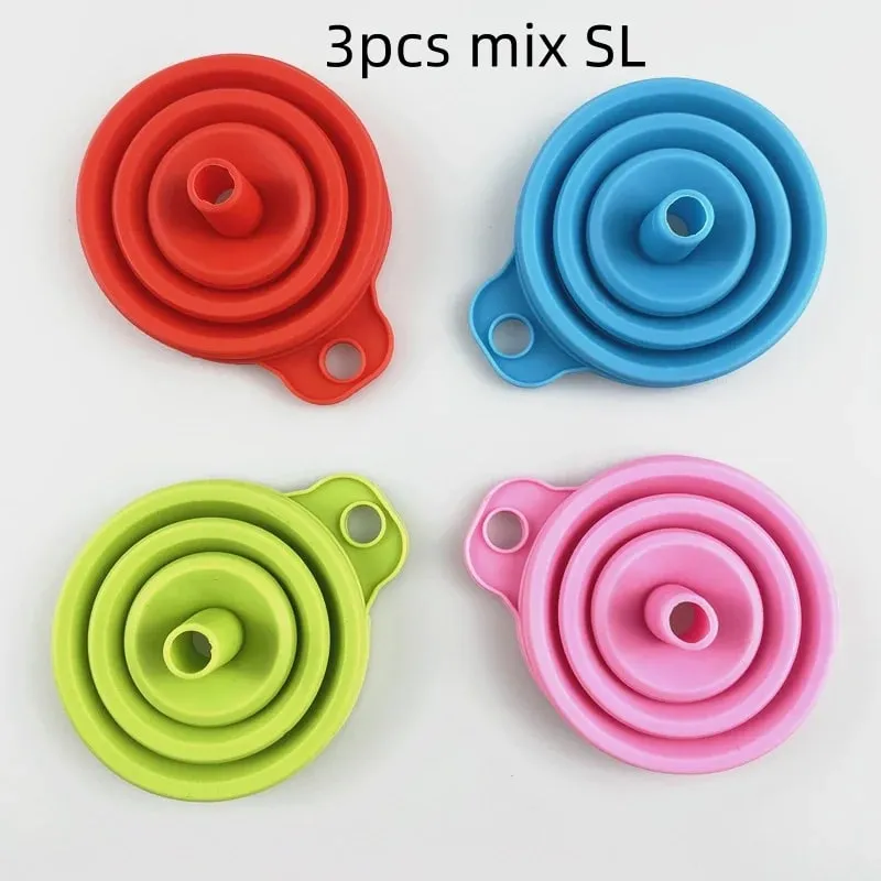 1/3/5/10 pcs S L Folding Silicone Funnel for Filling Bottles Kitchen Silicone Funnel Collapsible Kitchen Gadgets Oil Filler — image 20