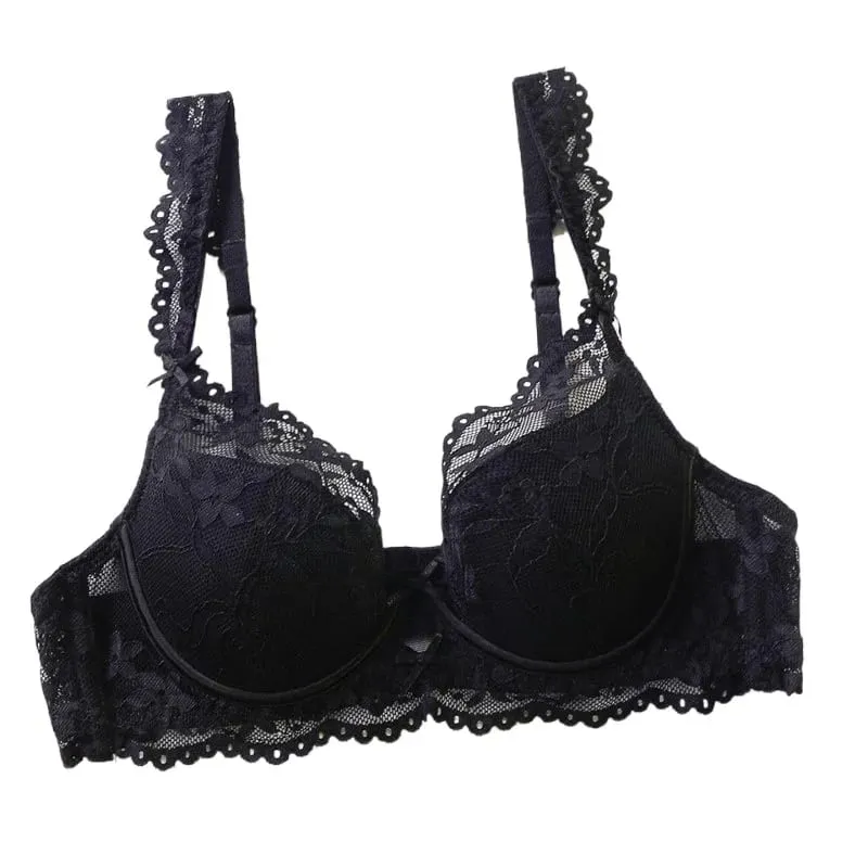 Dames zachte beugel-kant push-up bh-set Effen bloemmotief bralette Comfort vrouwelijke lingerieset Geschikt voor A/B/C-cup — image 7