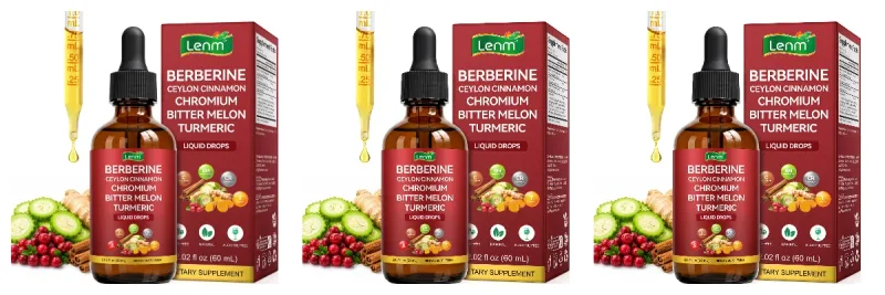 Lenm Berberine Liquid Drops with Ceylon Cinnamon Chromium Bitter Melon Turmeric for Metabolic Wellness Support 60ml 30 Servings — image 9