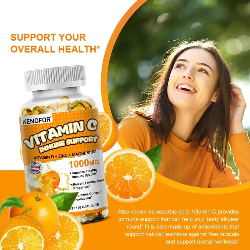 Cápsulas de vitamina C, antioxidante, suporte ao sistema imunológico, produção de energia celular, brilho da pele e síntese de colágeno — image 3