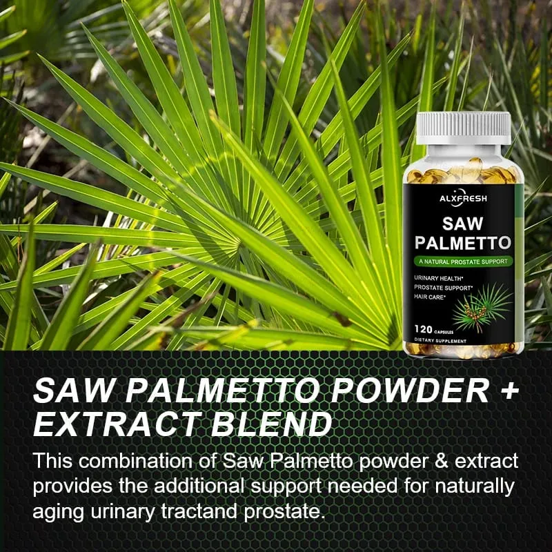 Saw Palmetto Capsules High Potency for Prostate Urinary Tract Bladder Hair Health Supplement