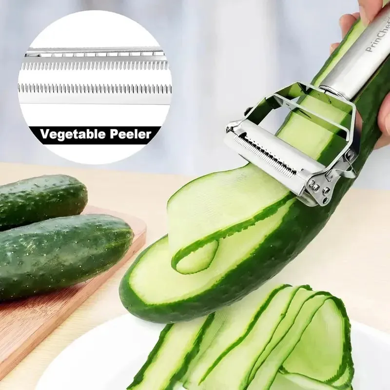 Edelstahl-Gemüseschäler, 4-in-1-Multifunktions-Küchenwerkzeug mit rutschfestem, ergonomischem Griff für Kartoffeln, Karotten, Gurken — image 4