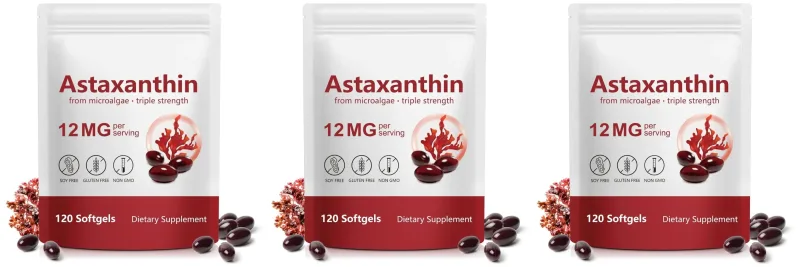 Astaxanthin-Ergänzungsmittel, 12 mg Kapseln aus Mikroalgen, mit antioxidativer Unterstützung für die Gesundheit der Haut und gesundes Altern, 120 Stück — image 10