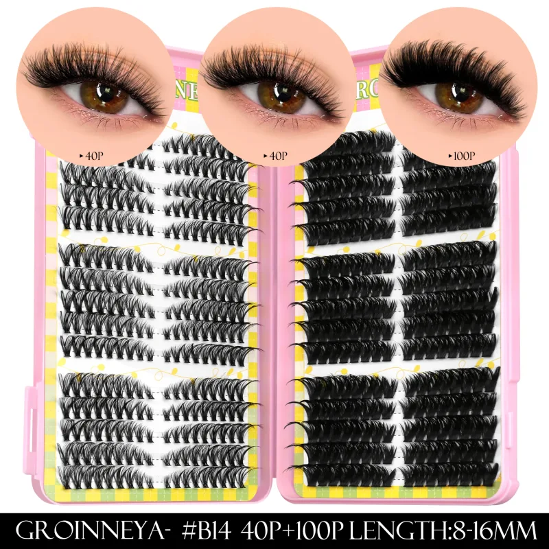 Cluster di ciglia 540 pz 60D + 100D Estensioni delle ciglia 2 stili Misti Lash Book Fluffy Cat Eye Ciglia Ciglia finte Trucco — image 19