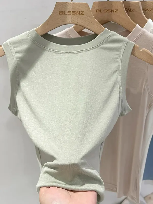 zjaiss 2026 Baumwolle Tops Hals Sommer Basic Shirts Weiß Schwarz Casual Sport Weste Schulterfrei Grün Damen Tank Top — image 3
