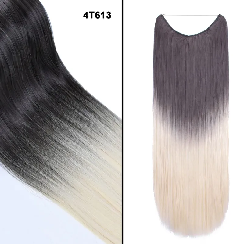 Jeedou Wavy Hair Extension Elasticity Invisible Wire Fish Line One Piece No Clips Synthetic Hairpieces Ombre Color For Ladies — image 16