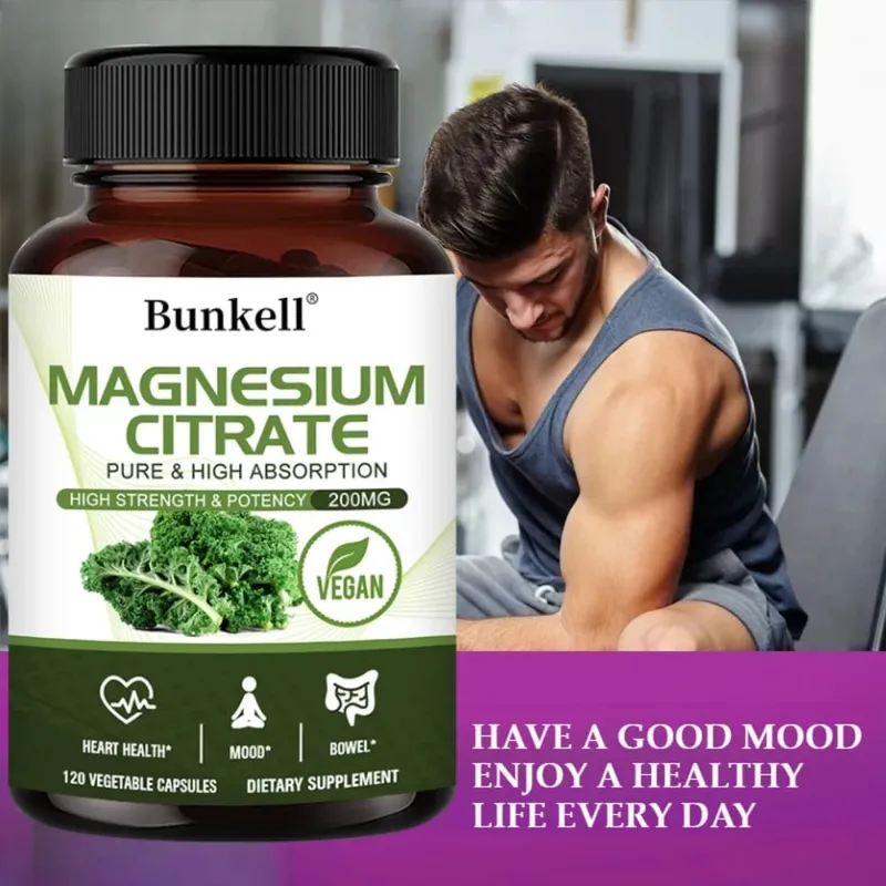 Magnesiumcitrat-Kapseln 200 mg – maximale Absorption für die Gesundheit von Muskeln, Nerven, Knochen und Herz, glutenfrei, gentechnikfrei — image 2