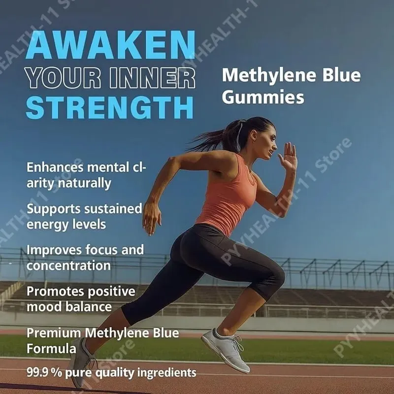 Methylenblaue Gummibonbons, 5 mg, 30/60 Karat, Blaubeergeschmack für anhaltende Energie, geistige Klarheit und Stimmung, zelluläre Unterstützung — image 2