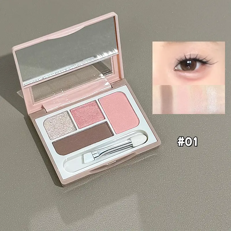 ART VALUE 4-Farben-Lidschatten-Palette Glitzer-Perlglanz-Matt-Lidschatten-Schimmer-Make-up Dauerhaftes Augen-Make-up Konturierungs-Highlight — image 1