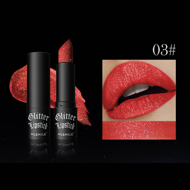 Rossetto glitterato 6 colori Impermeabile a lunga durata Diamante Rossetto metallizzato perlescente Lucidalabbra nero Labbra da donna Trucco cosmetico — image 9