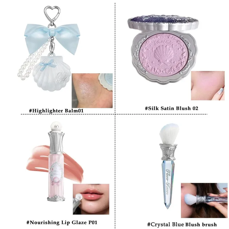 Ensemble bâton et fard à joues surligneur à double extrémité Flower Knows, vernis à lèvres longue durée, ensemble de 4 pièces — image 10