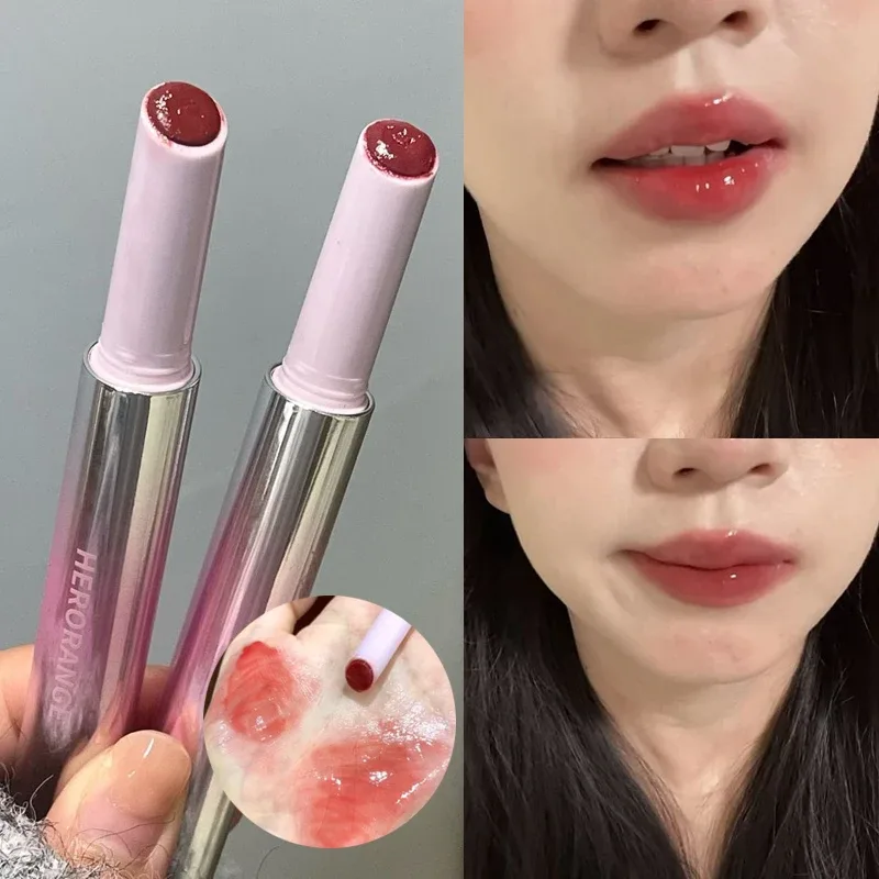 Różowy różowy jednolity błyszczyk lustrzane usta pulchne nawilżająca szminka odżywcza woda lekka odcień ust czerwona błyszczyk do ust koreański makijaż — image 4