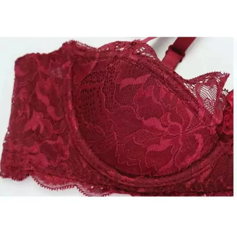 Popular Pure Desire Lace Bra Set 32‑38AB Underwire Large Bust Minimizer Push Up Side Support Lingerie For Young Girls Daily Wear